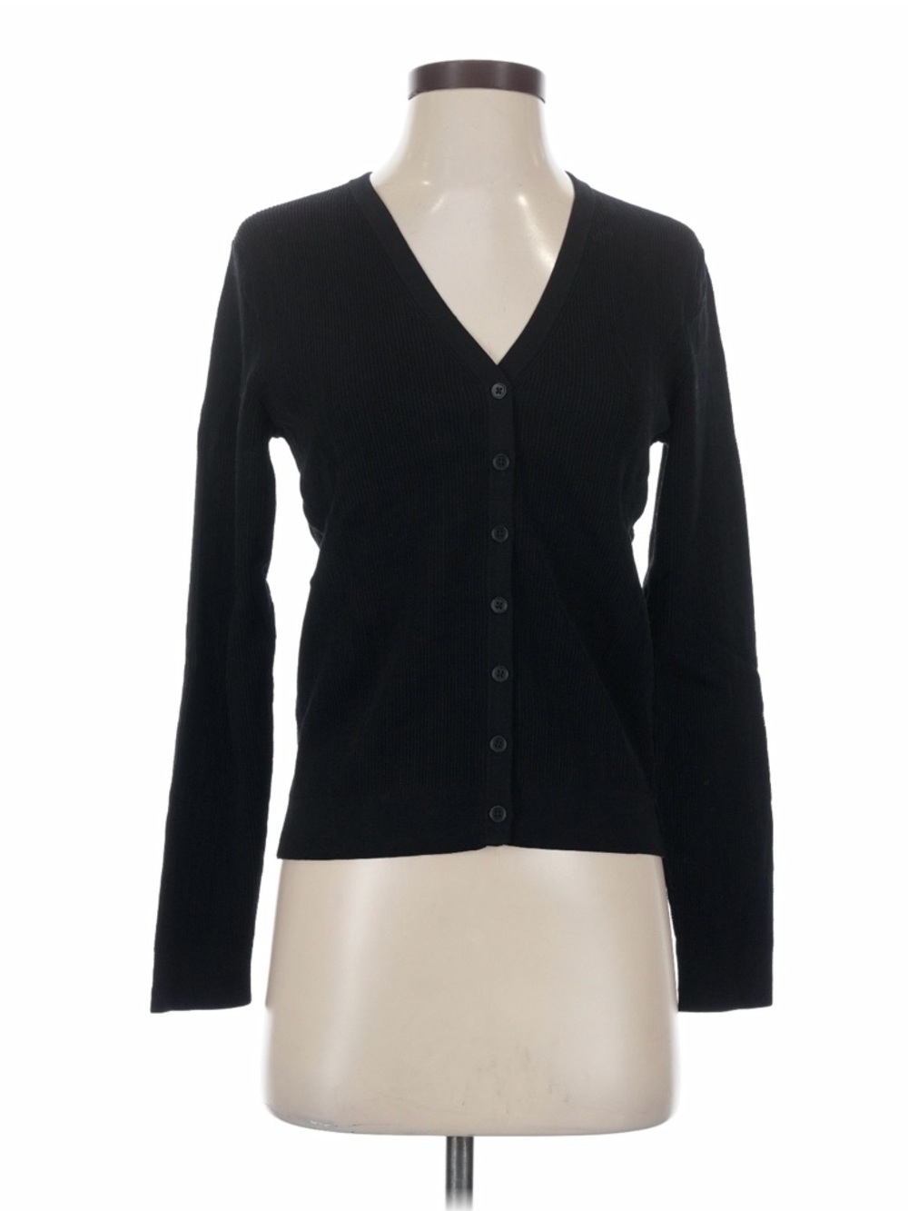 Banana Republic Classic Black V-Neck Button Cardigan Long Sleeve Sweater